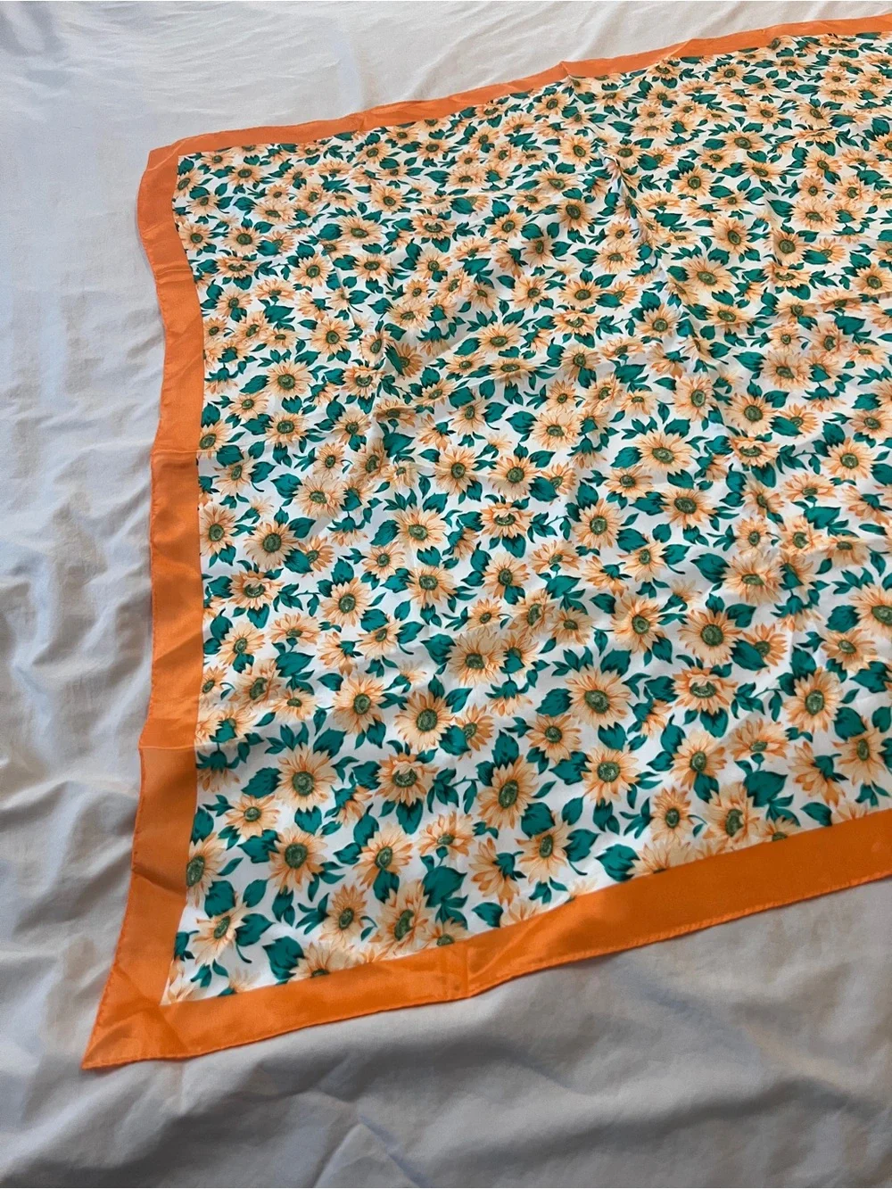 Vintage Axiom Sunflower Print Silk Scarf made in Japan